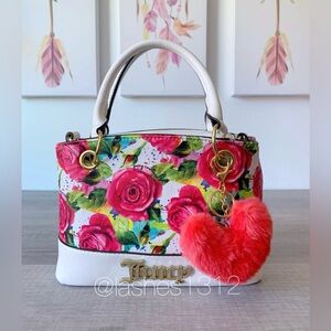 JUICY COUTURE Bag Sweet Fantasy Satchel - White Red Roses